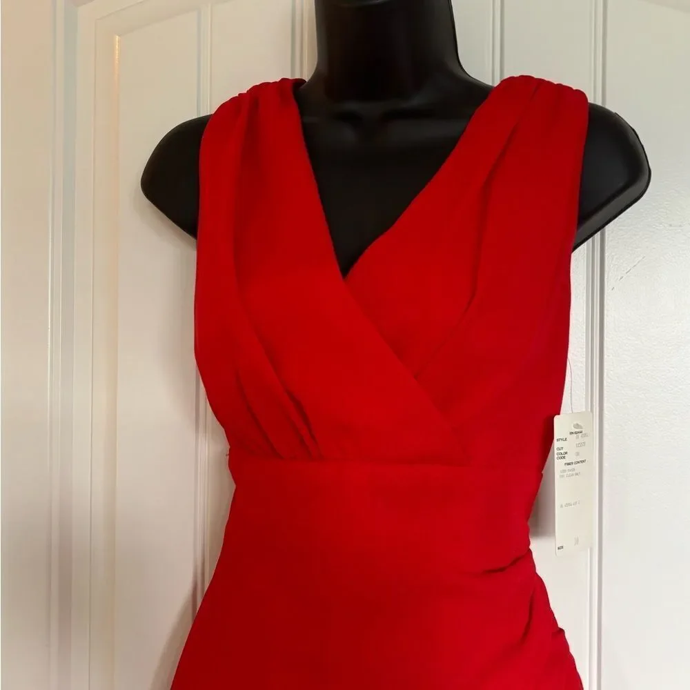 NWT Nicole Miller Vibrant Red Midi Cocktail Dress - Picture 2 of 6